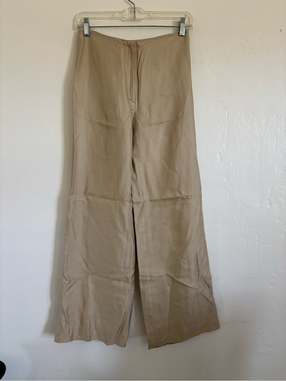 Ann Taylor Light Beige 100% Silk Lined Trousers Size 2